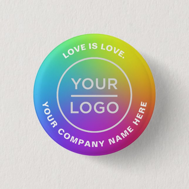 Gay Lesbian Pride Rainbow Flag Your Business Logo Button (Front)