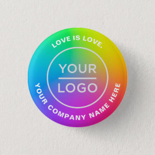 Gay Lesbian Pride Rainbow Flag Your Business Logo Button
