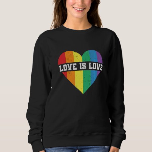 Gay Lesbian Pride Vintage Rainbow Heart Lgbt Love  Sweatshirt