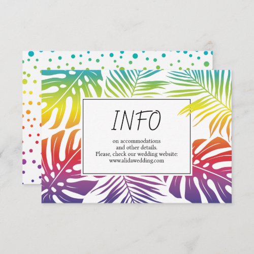 Gay lesbian rainbow leaves confetti wedding enclosure card