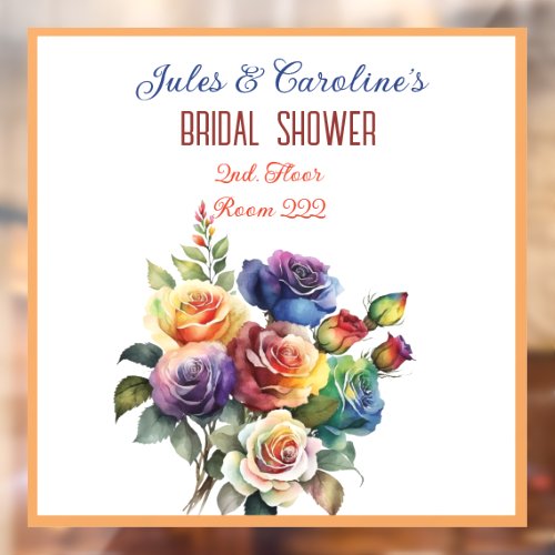 GayLesbian Rainbow Roses Bridal Shower Window Cling