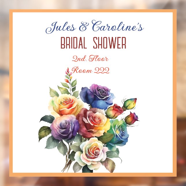 Gay/Lesbian Rainbow Roses Bridal Shower Window Cling (Sheet 2)
