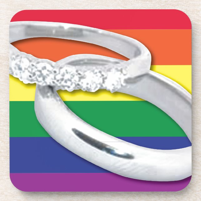 Gay Lesbian Wedding Beverage Coaster (Front)