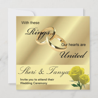 Gay Lesbian Wedding Ceremony Invitation Gold