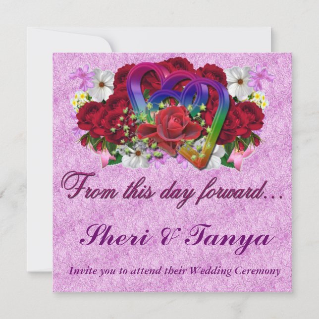 Gay Lesbian Wedding Ceremony Lavendar Invitation (Front)