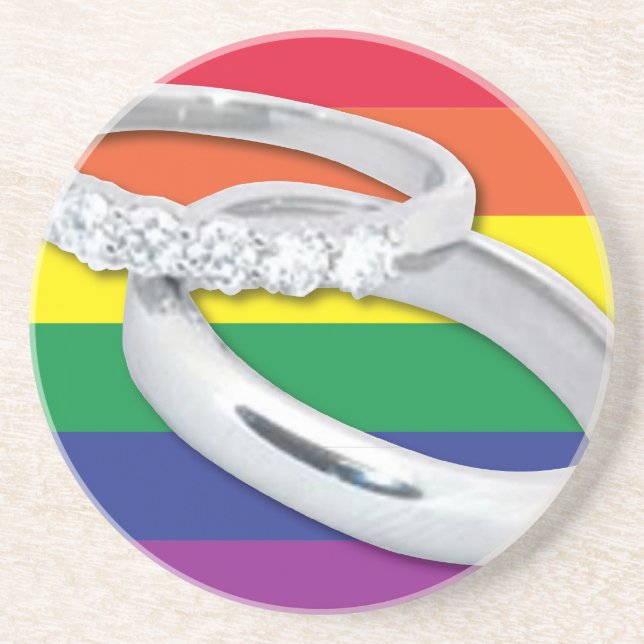 Gay Lesbian Wedding Drink Coaster (Front)