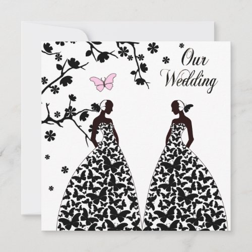 Gay  Lesbian Wedding Invitation with Two Brides