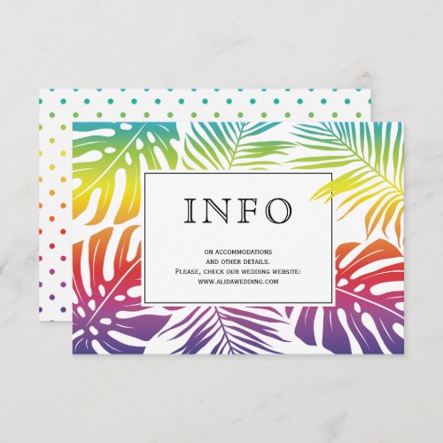 Gay lesbian wedding rainbow leaves polka dots enclosure card