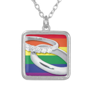 Gay Lesbian Wedding Silver Plated Necklace