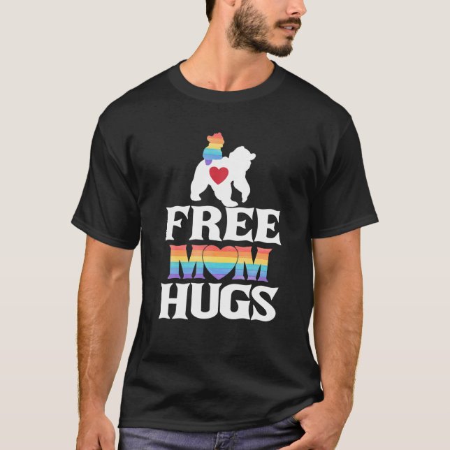 Gay LGBT Pride Mama Bear For Mom Hugs T-Shirt (Front)