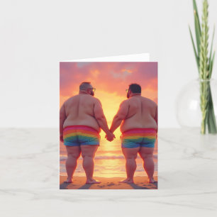 gay lgbtq day at the beach love is love rainbows letterpress thank you card