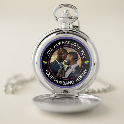  Gay LGBTQ Photo Wedding Couple Personalize    Pocket Watch
