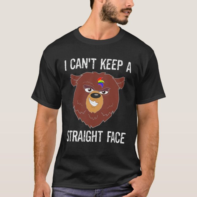 Gay LGBTQ Pride Can t Keep A Straight Face Cute Be T-Shirt (Front)