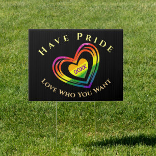 Gay LGBTQ Pride Flag Heart Sign Personalize