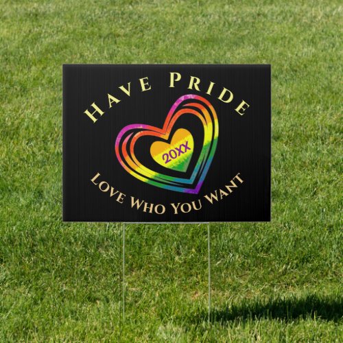 Gay LGBTQ Pride Flag Heart Sign Personalize