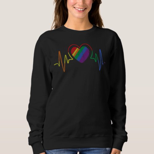 Gay Lgbtq Pride Heartbeat Rainbow Color Graphic Pa Sweatshirt