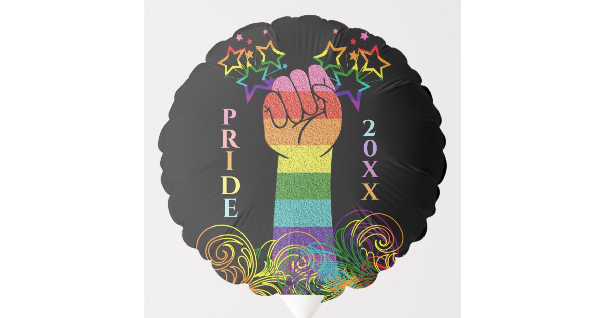 Gay LGBTQ Pride Month Love Wins Fist In Air Balloon | Zazzle