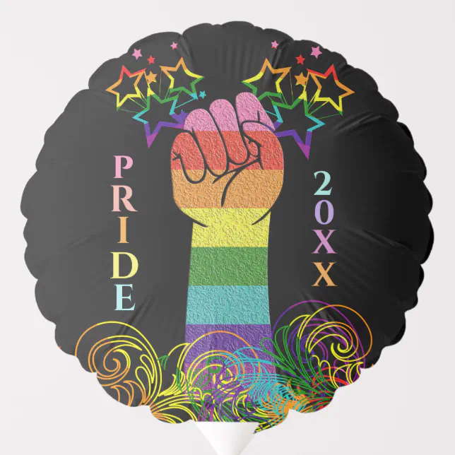 Gay LGBTQ Pride Month Love Wins Fist In Air Balloon | Zazzle