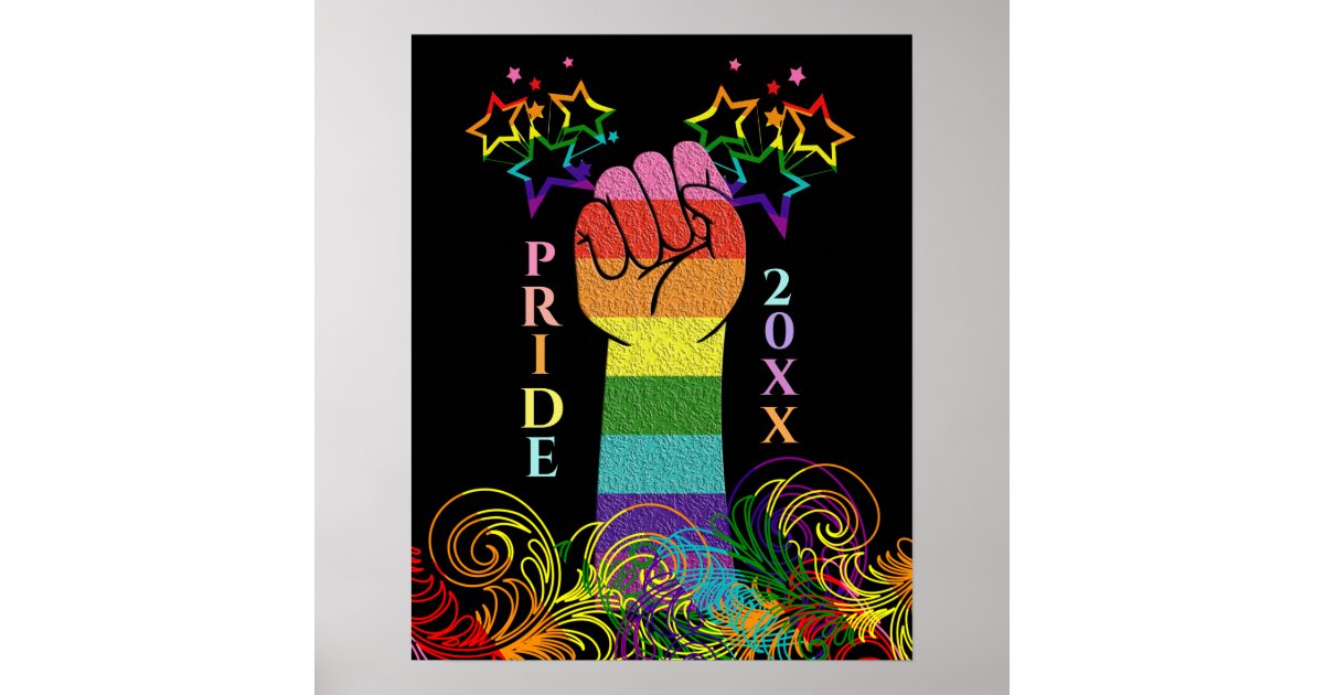 Gay LGBTQ Pride Month Love Wins Fist In Air Poster | Zazzle
