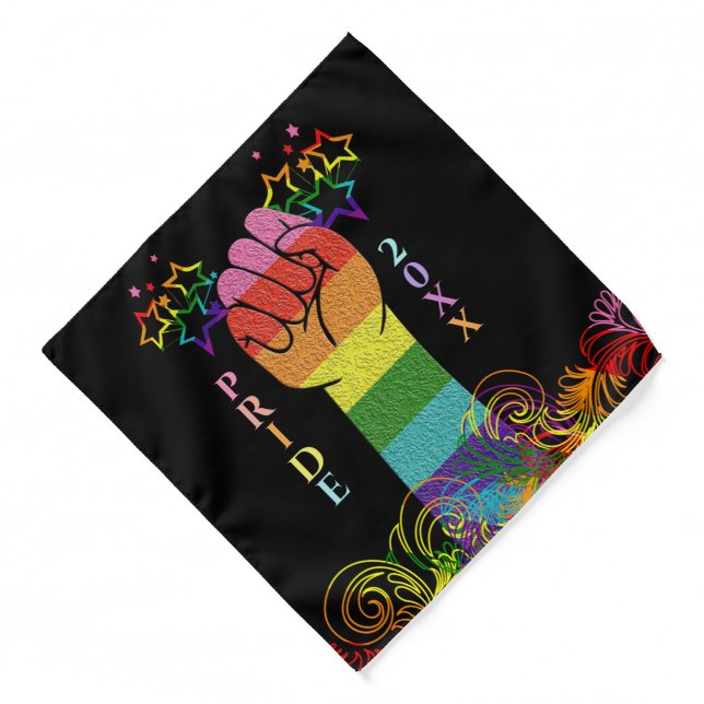 Gay LGBTQ Pride Month Love Wins Rainbow  Bandana (Front)