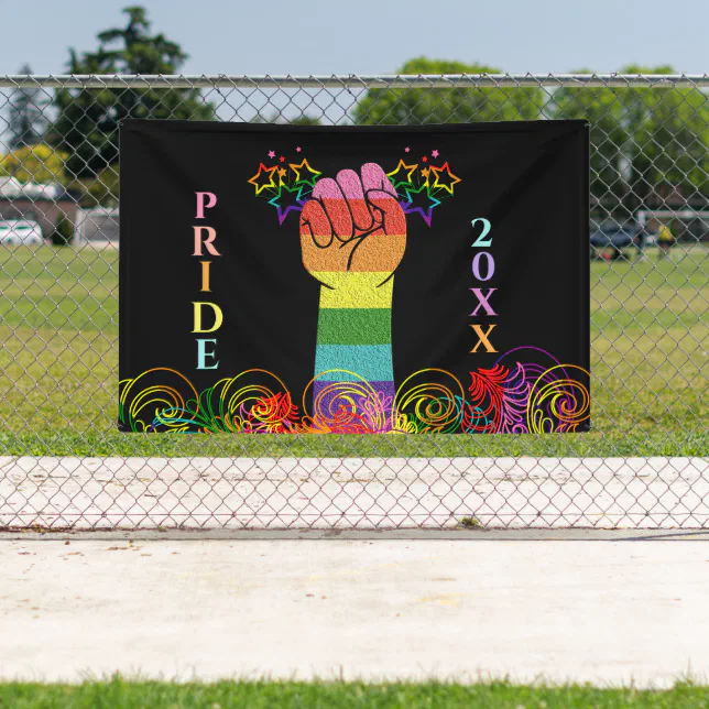 Gay LGBTQ Pride Month Love Wins Rainbow Custom Banner | Zazzle