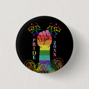 Gay LGBTQ Pride Month Rainbow Custom Button