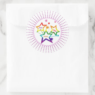 Gay LGBTQ Pride Month Stars Colorful Rainbow Classic Round Sticker