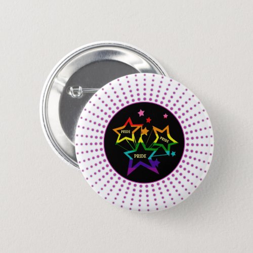 Gay LGBTQ Pride Stars Rainbow  Button