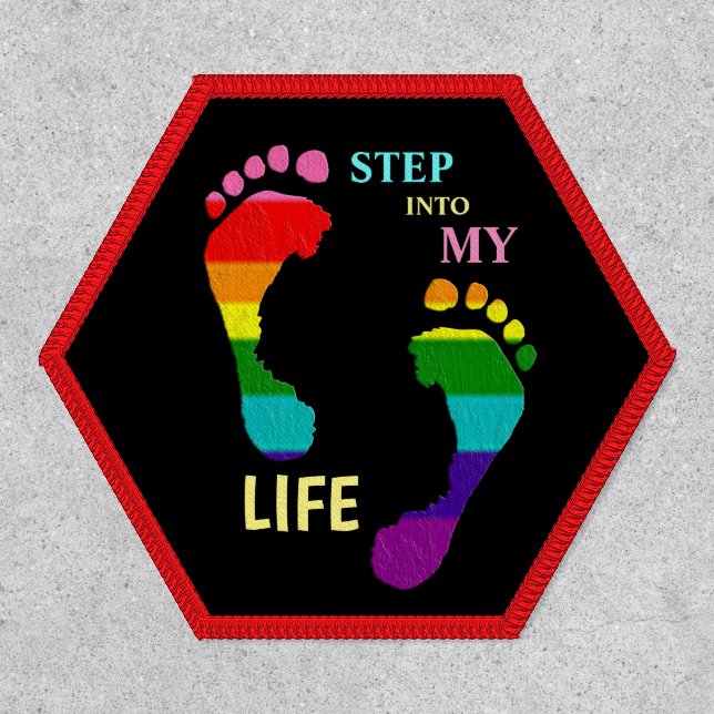 Gay LGBTQ Rainbow Flag Pride Step Life Patch (Front)