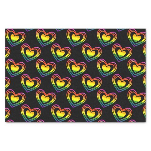 Gay LGBTQ Rainbow Hearts Pattern Tissue Paper