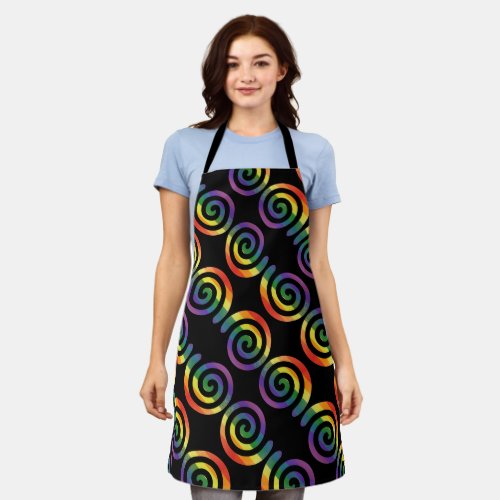 Gay LGBTQ Rainbow Love Watercolor Pattern Apron