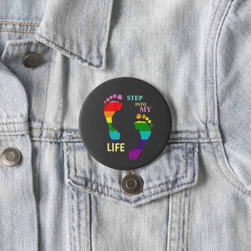Gay LGBTQ Rainbow Pride Month Step My Life Feet Button
