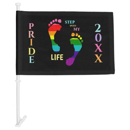 Gay LGBTQ Rainbow Pride Month Step My Life Feet Car Flag