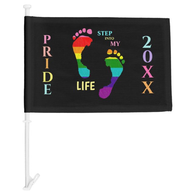Gay LGBTQ Rainbow Pride Month Step My Life Feet Car Flag (Front)