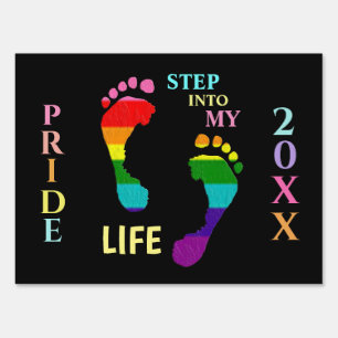 Gay LGBTQ Rainbow Pride Month Step My Life Feet Sign