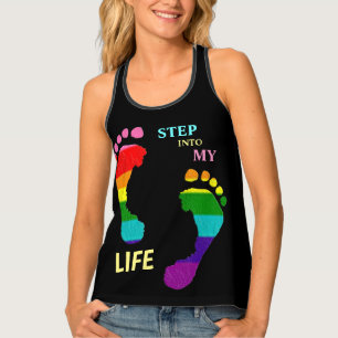 Gay LGBTQ Rainbow Pride Month Step My Life Feet Tank Top