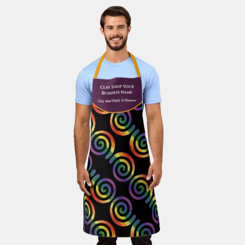 Gay LGBTQ Rainbow Pride Stripe Business Name Apron