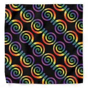 Gay LGBTQ Rainbow Pride Stripe Circular Pattern Bandana