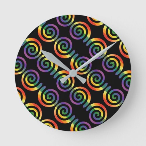 Gay LGBTQ Rainbow Pride Stripe Circular Pattern Round Clock