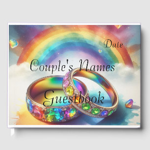 Gay Lgbtq, Rainbow Rings Wedding Guestbook