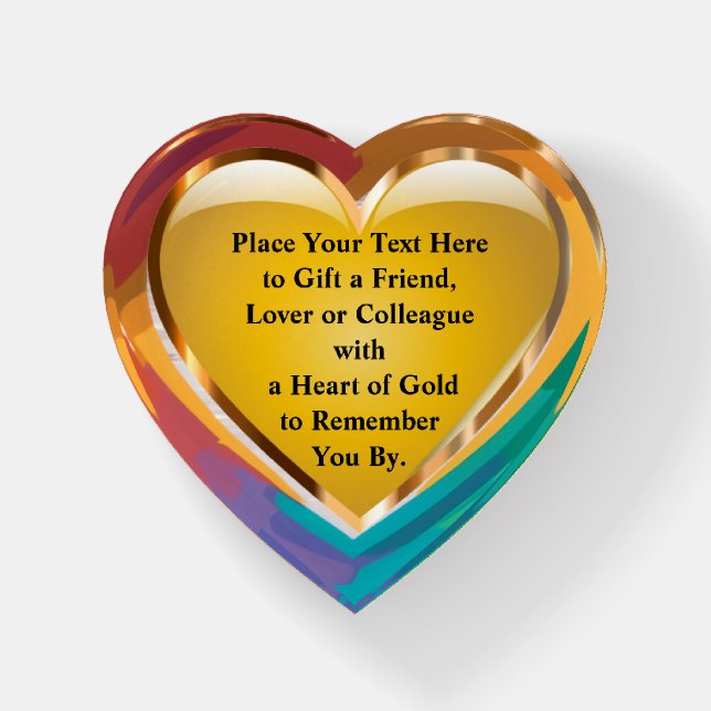 Gay LGBTQIA+ Heart of Gold Personalized Gifting Paperweight (Front)