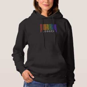 Gay Logger Pride Flag Barcode Queer Rainbow LGBTQ Hoodie