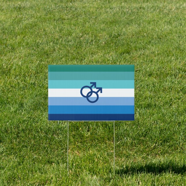 Gay Love (MLM) Pride House Flag Sign (Insitu)