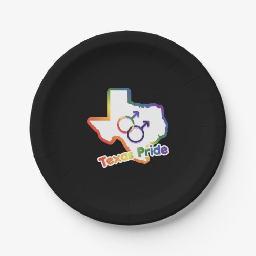 Gay Love Texas Map Design for proud LGBT Texan Paper Plates