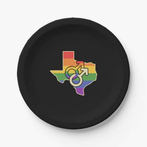 Gay Love Texas Map Design for proud LGBT Texans Paper Plates