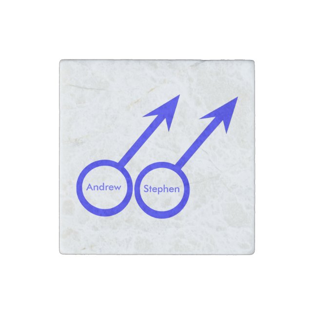 Gay Lovers Customizable Stone Magnet (Front)