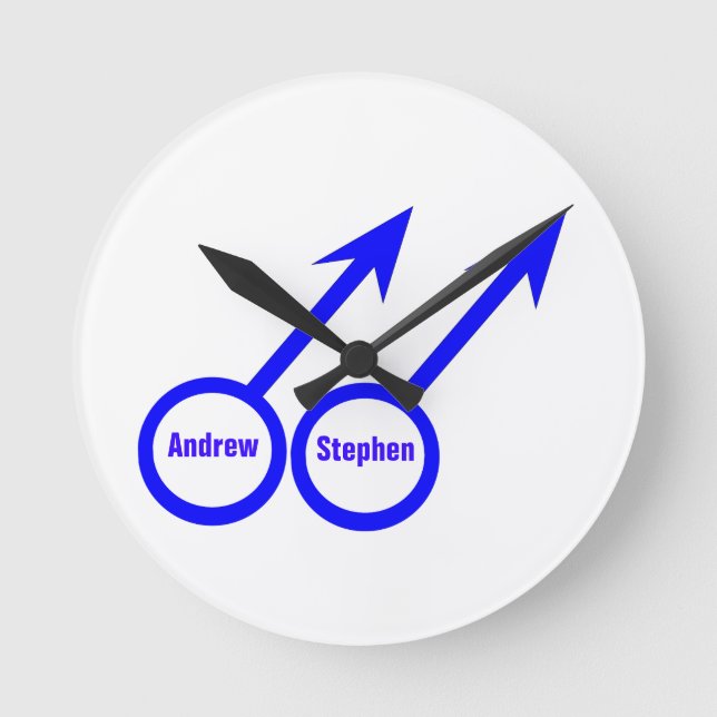 Gay Lovers Customizable Wall Clock (Front)