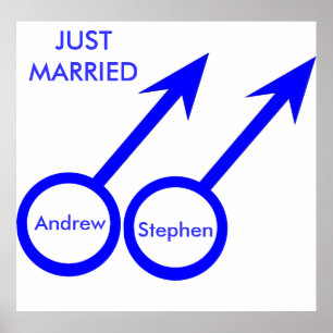 Gay Lovers Just Married Customizable Poster