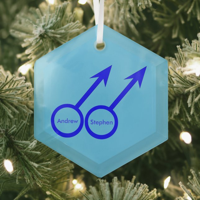 Gay Lovers Personalized Glass Ornament (Insitu)