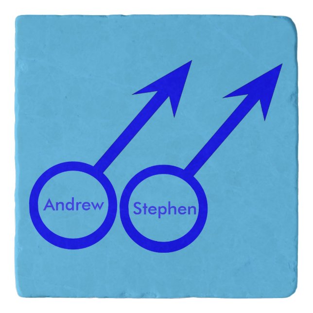 Gay Lovers Personalized Stone Trivet (Front)